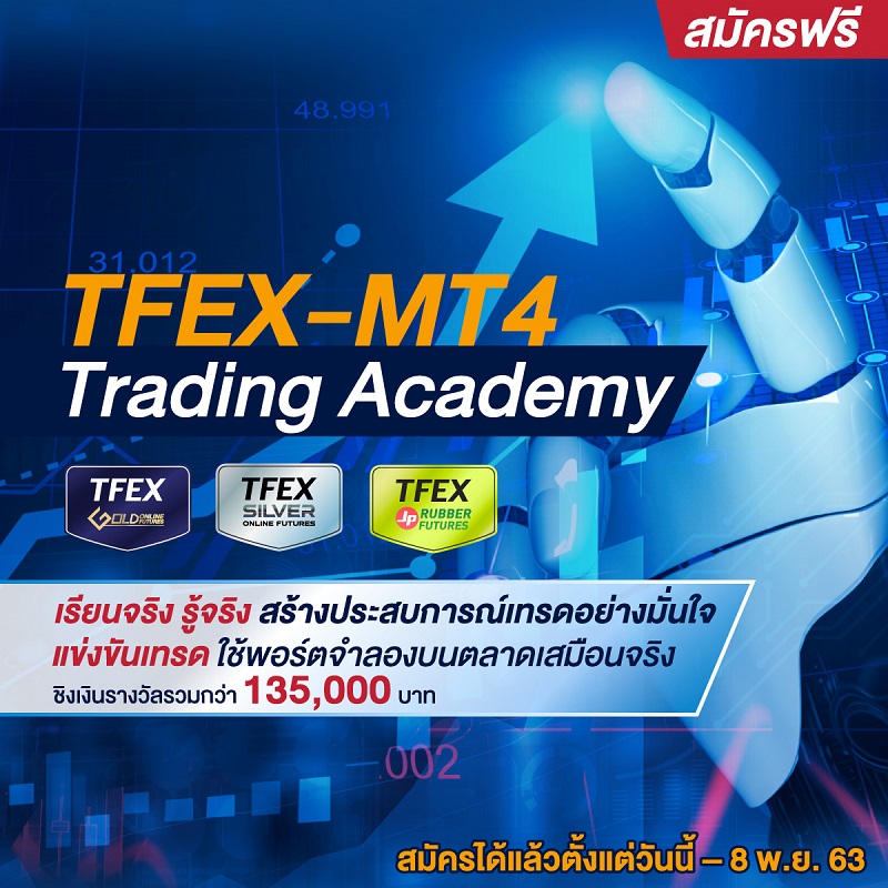 “TFEX-MT4 Trading Academy เรียนรู้เพิ่ม เติมไอเดีย พร้อมแข่งเทรดด้วยพอร์ตจำลอง สมัครวันนี้-8 พ.ย. 63”