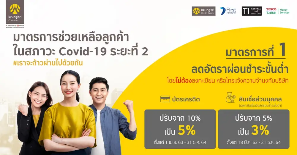กรุงศรี คอนซูมเมอร์ เพิ่มมาตรการช่วยลูกค้าสู้โควิดลดดอกเบี้ย-ยืดผ่อน