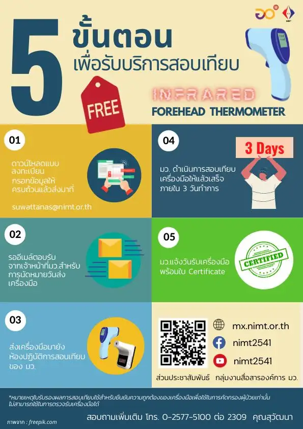 มว. ร่วมสกัดโควิด-19 เปิดตรวจสอบเครื่องวัดอุณหภูมิให้สถานพยาบาลฟรี