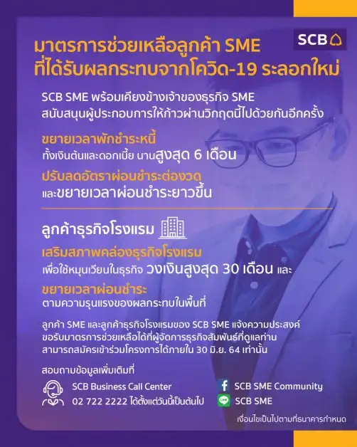 ไทยพาณิชย์ ออกมาตรการช่วยเหลือลูกค้าเอสเอ็มอีทั่วประเทศรับมือโควิด-19 ระลอกใหม่