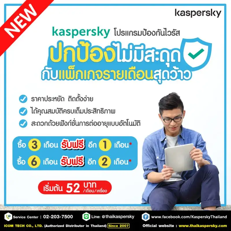 โปรแกรมป้องกันไวรัสรายเดือน จาก Kaspersky