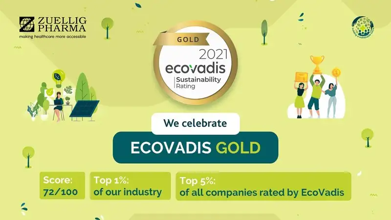 Zuellig Pharma คว้าเหรียญทอง Ecovadis ปี 2021 ด้านความยั่งยืน
