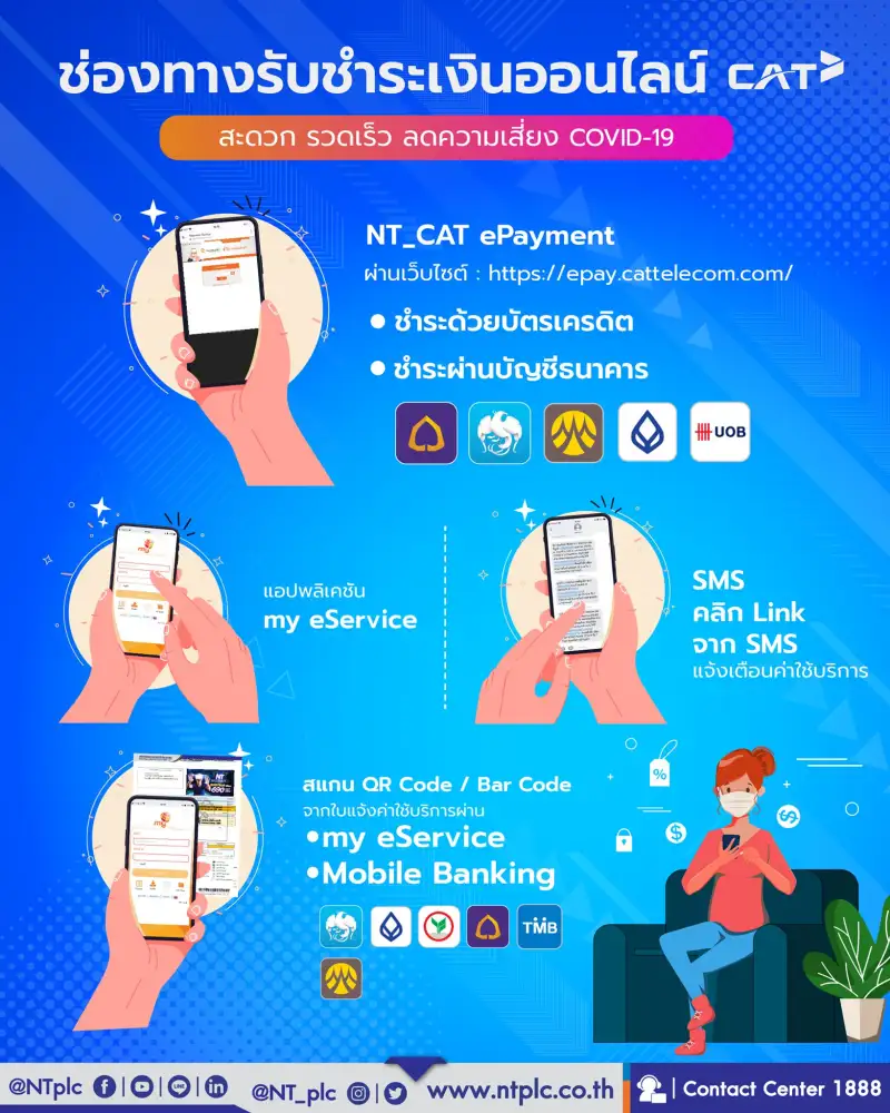NT แจ้งช่องทางรับชำระเงินออนไลน์ สะดวก รวดเร็ว ลดความเสี่ยง Covid-19