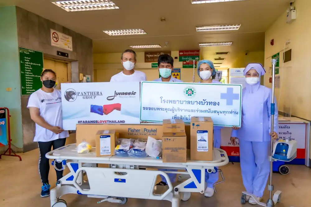กลุ่มบริษัทแพนเธราและจูราสสิกรีสอร์ทแอนด์ฟิชชิ่งปาร์ค บริจาคเครื่องช่วยหายใจให้รพ.ทั่วประเทศ