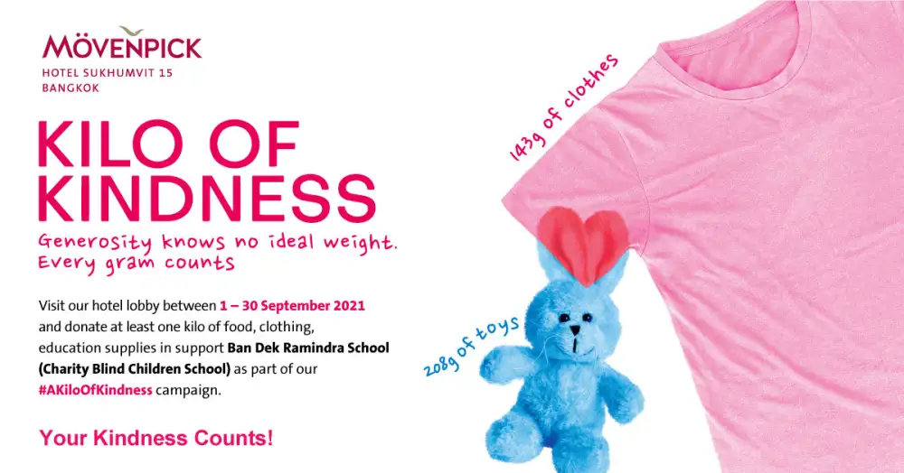 Movenpick Hotel Sukhumvit 15 Bangkok joins 'Kilo of Kindness' global charitable campaign for the month of September with a call to action for guests