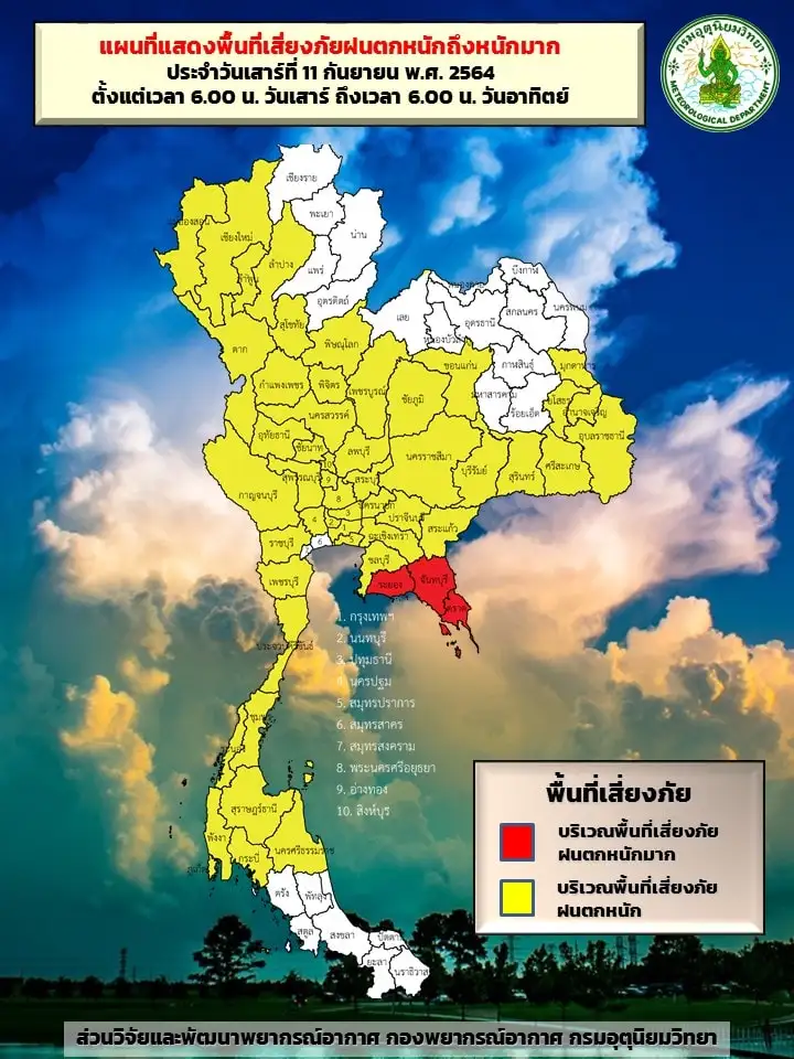 อุตุฯ เผยไทยฝนตกหนักต่อเนื่องจากอิทธิพลพายุโกนเซิน ทะเลคลื่นสูง 2-3 ม.