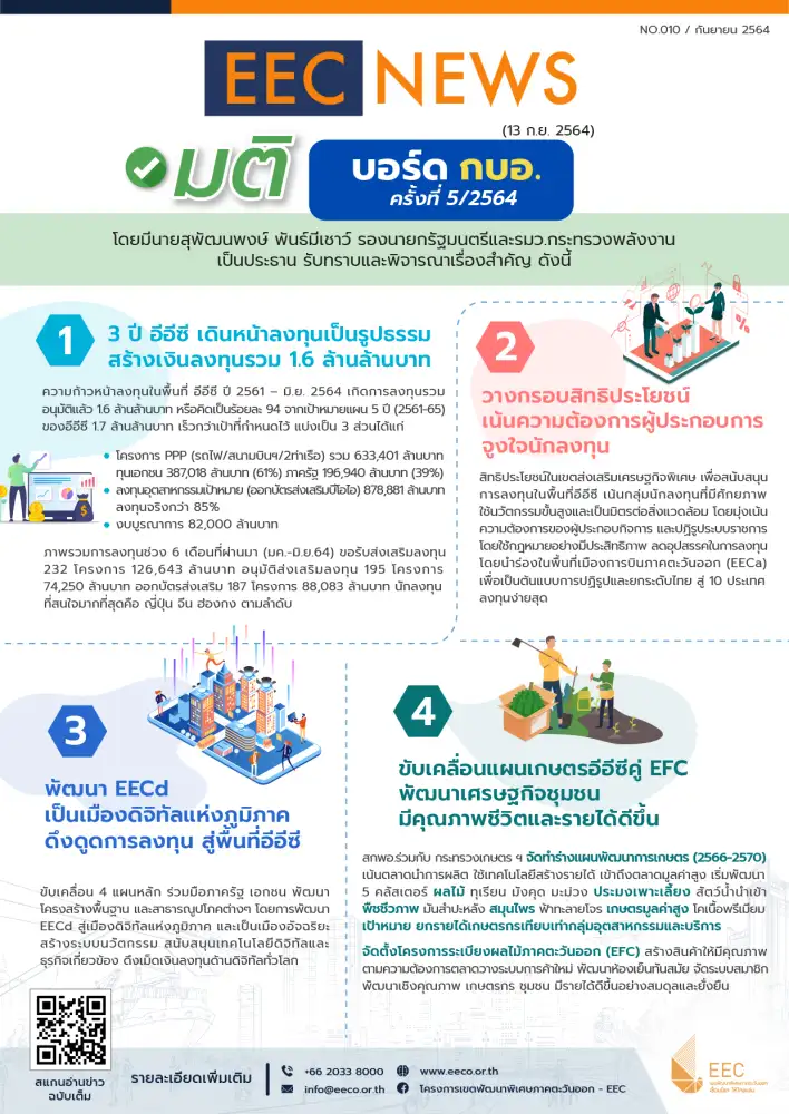 คณิศ เผย EEC โตเร็วกว่าแผน ตั้งเป้า 5 ปีหน้า (66-69) เงินลงทุนกว่า 2.5 ล้านลบ.