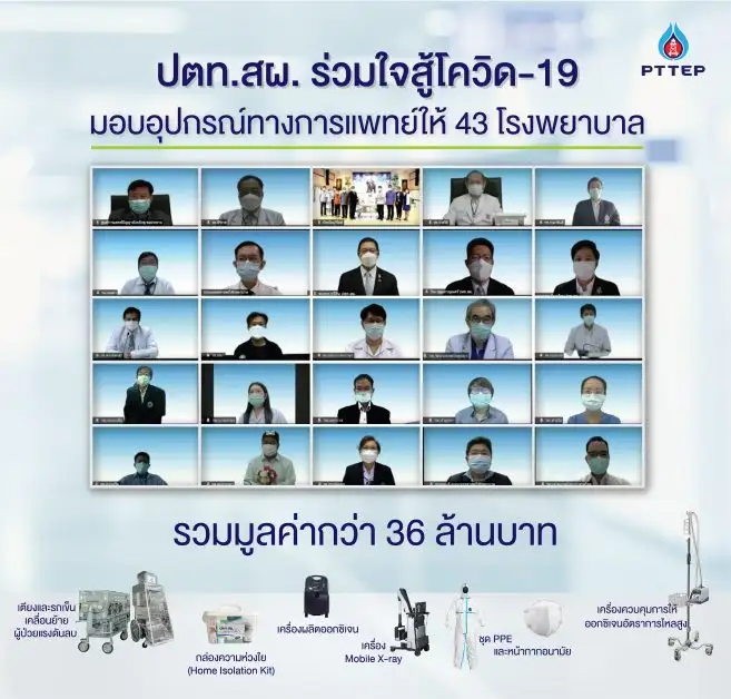 PTTEP supports the fight against COVID-19  to donate medical equipment and PTTEP Care Boxes to 43 hospitals