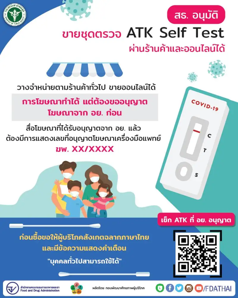 สธ.ให้ขาย ATK Self Test ทั้งผ่านหน้าร้านและออนไลน์ได้พร้อมเตือนเช็คมาตรฐาน
