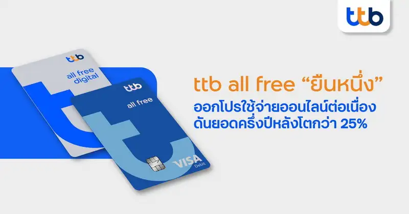 ทีทีบี ออลล์ฟรี เผยไตรมาส 3 ยอดการใช้จ่ายออนไลน์ผ่านบัตรเดบิตเติบโต 25%