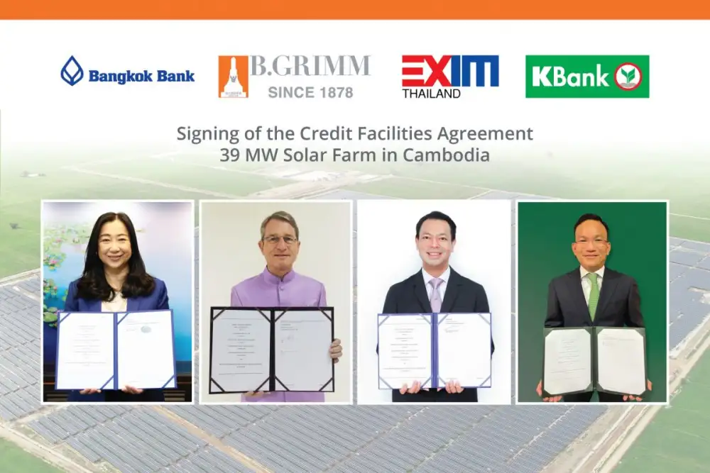 EXIM Thailand Joins Forces with KBank and BBL to Finance B.Grimm Power Group's First Expansion of Solar Power Plant Business to Cambodia