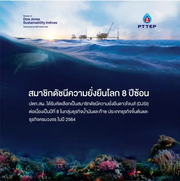 PTTEP listed as DJSI member for 8th consecutive year