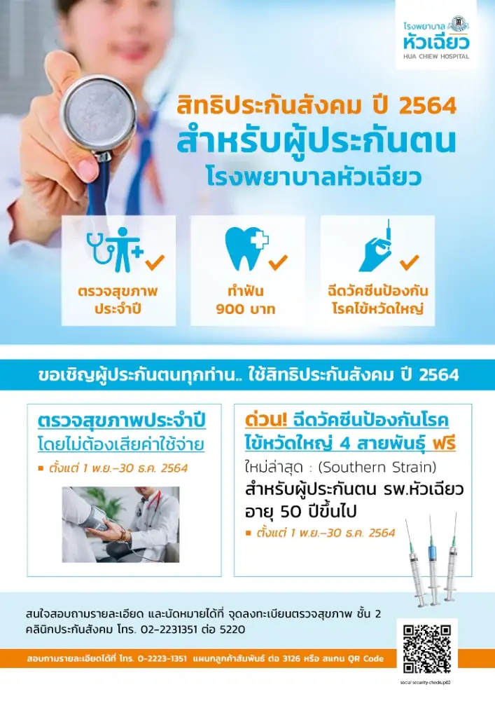 สิ้นปีแล้ว รีบรักษาสิทธิประกันสังคม รับบริการตรวจสุขภาพ ทำฟัน และฉีดวัคซีนไข้หวัดใหญ่