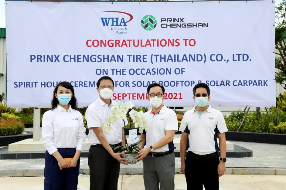 Prinx Chengshan Tire organizes spirit house ceremony for 19.44-MW Solar Rooftop Project in WHA Group's Industrial Estate