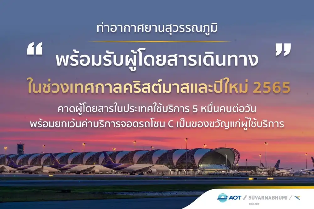 AOT คาดช่วงคริสต์มาส-ปีใหม่มีผู้โดยสารใช้บริการทสภ.ราว 6 แสนคน