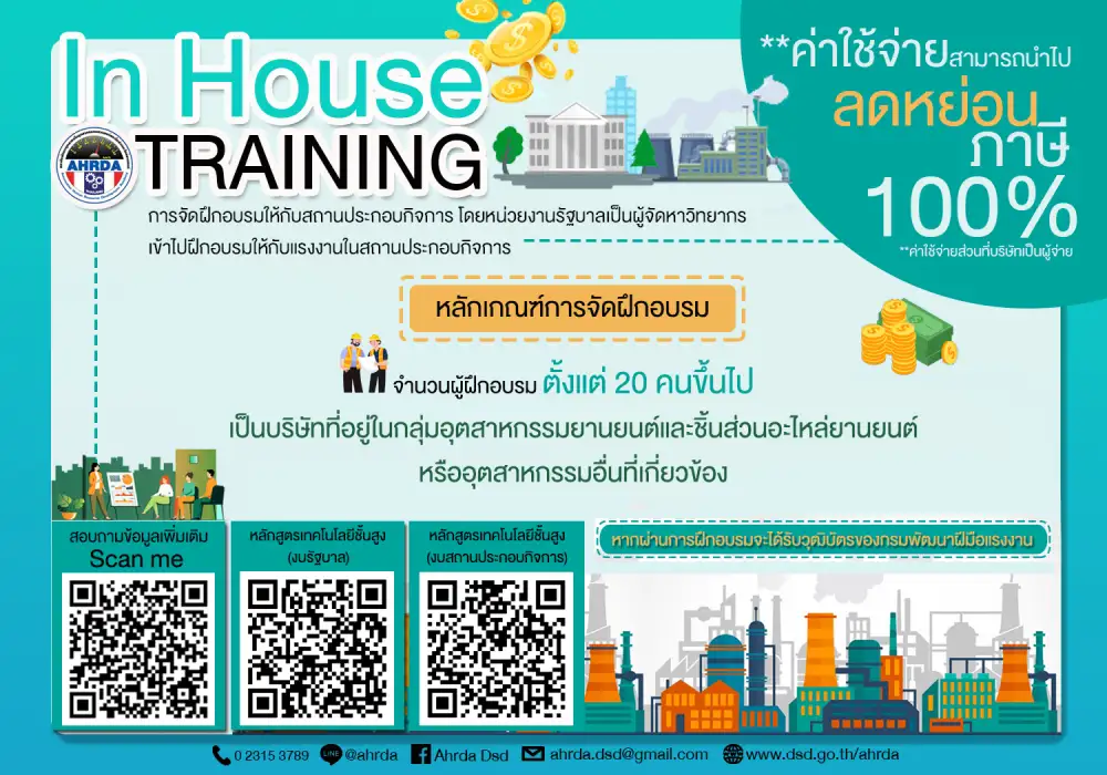 บริการจัดฝึกอบรมภายในสถานประกอบการในสาขา เทคโนโลยีชั้นสูง