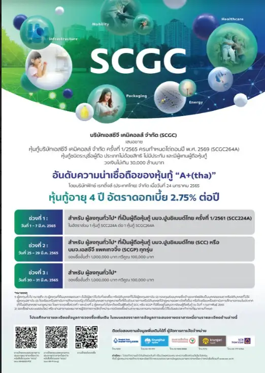 เอสซีจี เคมิคอลส์ ออกหุ้นกู้ดอกเบี้ย 2.75% ขายผถห.กู้ SCC-SCGP,ทั่วไป มี.ค.