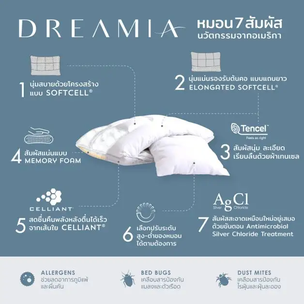 'แค่เปลี่ยนหมอน ชีวิตก็เปลี่ยน' มาร่วมเฉลิมฉลองวันนอนหลับโลก (World Sleep Day) กับ 7 เคล็ดลับจากนวัตกรรมหมอนไฮบริด 'DREAMIA' ที่จะช่วยให้การนอนหลับยากของคุณเป็นเรื่องจิ๊บๆ
