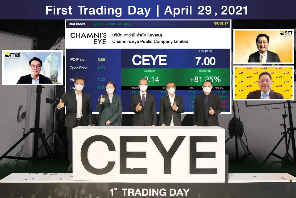 HILITE: CEYE เปิดเทรดวันแรก 6.50 บาท สูงขึ้น 68.39% จาก IPO
