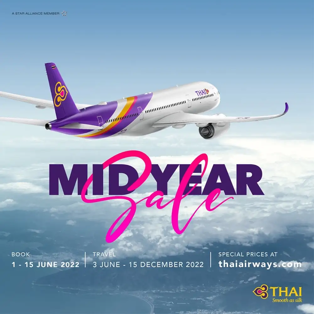 THAI จัดโปรโมชั่น Mid-Year Sale เส้นทางยอดนิยม วันนี้-15 มิ.ย.นี้