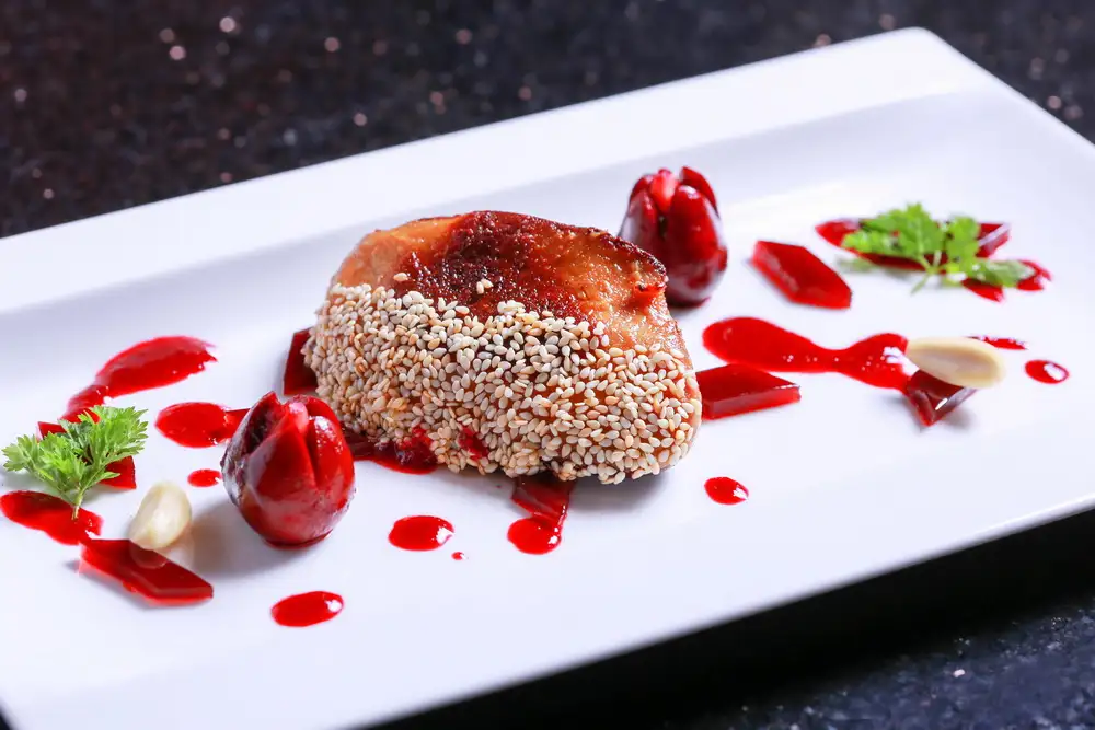 Seasonal Girolles and cherries at Red Sky restaurant Centara Grand at CentralWorld