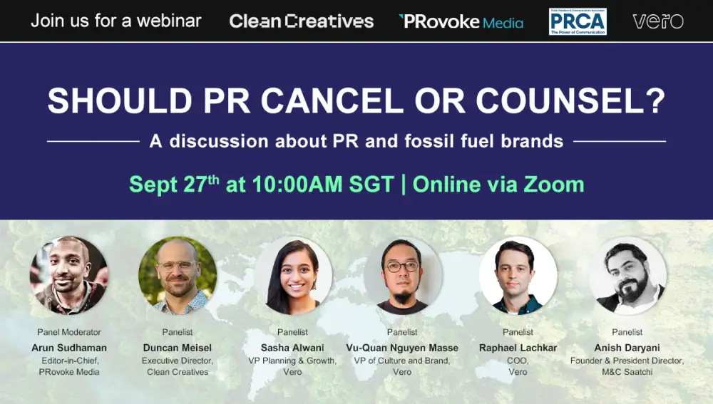 กลุ่มผู้เชี่ยวชาญในแวดวงธุรกิจโฆษณาและการประชาสัมพันธ์ Clean Creatives ประกาศแคมเปญ ยุติการสนับสนุนบริษัทเชื้อเพลิงฟอสซิลในเอเชียแปซิฟิก