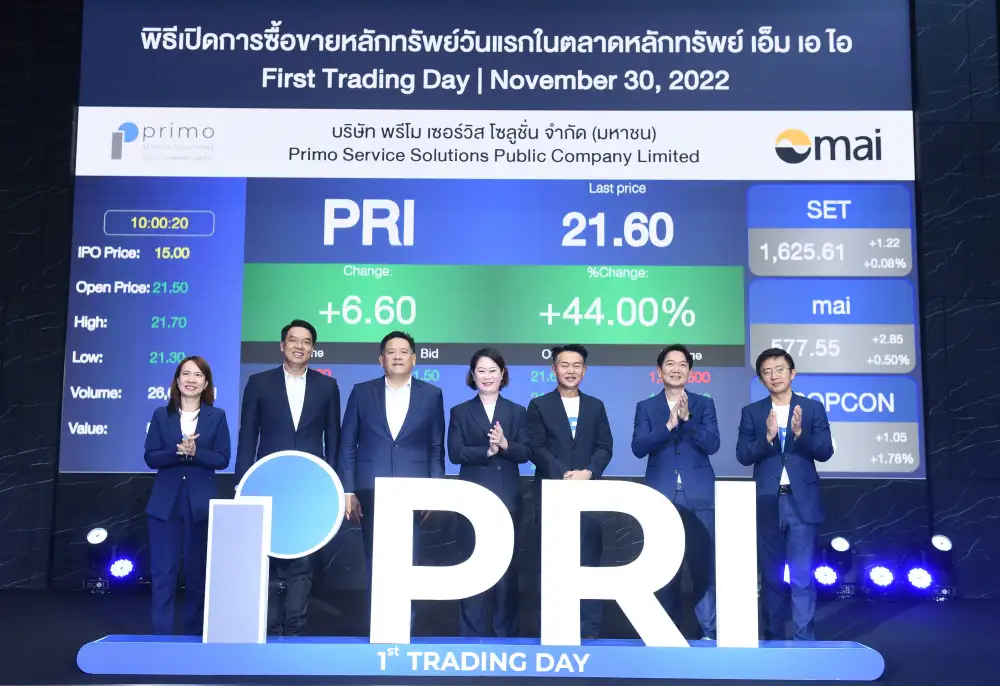 HILITE: PRI เปิดเทรดวันแรกที่ 21.50 บาท สูงขึ้น 43.33% จาก IPO