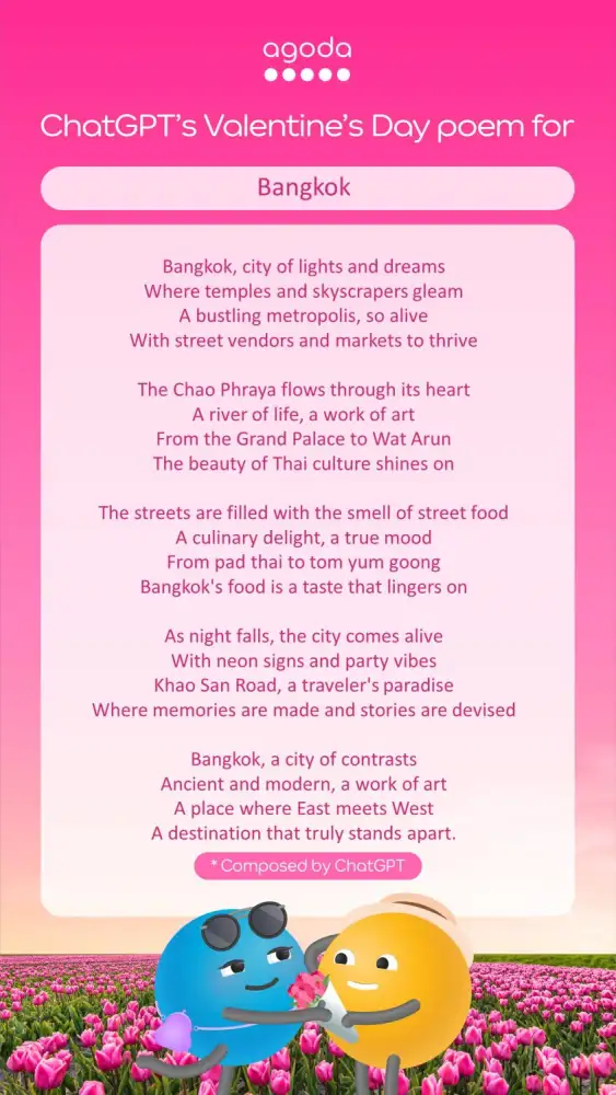 Agoda uses ChatGPT to serenade Valentine's Day hotspots
