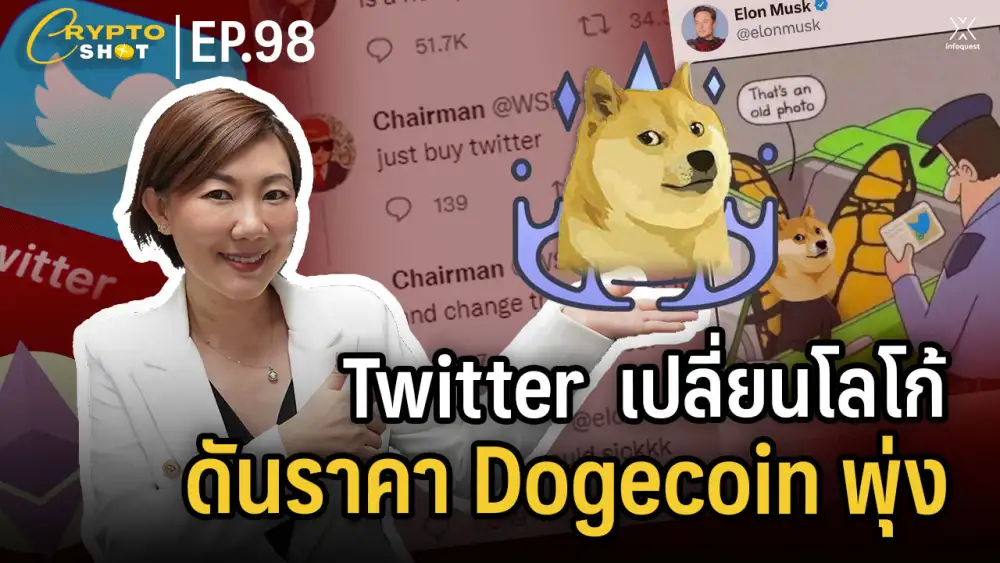 CryptoShot: Twitter เปลี่ยนโลโก้ดันราคา Dogecoin พุ่ง