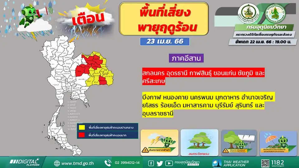 เตือนพายุฤดูร้อนหลายภาคช่วง 23-26 เม.ย. ประเดิมอีสานก่อน