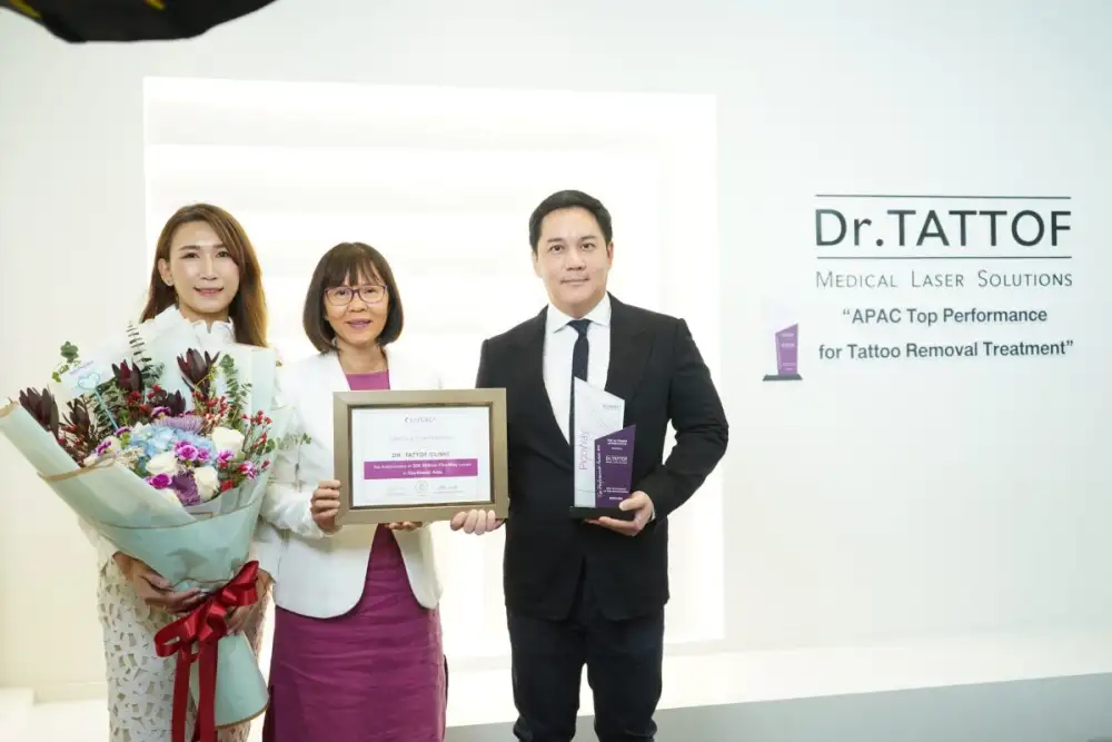 Dr.TATTOF ประกาศความสำเร็จบนเส้นทางการเป็นผู้นำอันดับ 1 ในเอเชีย-แปซิฟิกด้านการลบรอยสัก ด้วยรางวัลการันตีคุณภาพ 