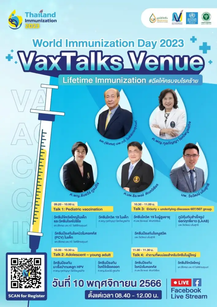 มูลนิธิวัคซีนเพื่อประชาชน และสถาบันวัคซีนแห่งชาติ ร่วมกับหน่วยงานเครือข่าย เชิญรับฟังการบรรยายงาน