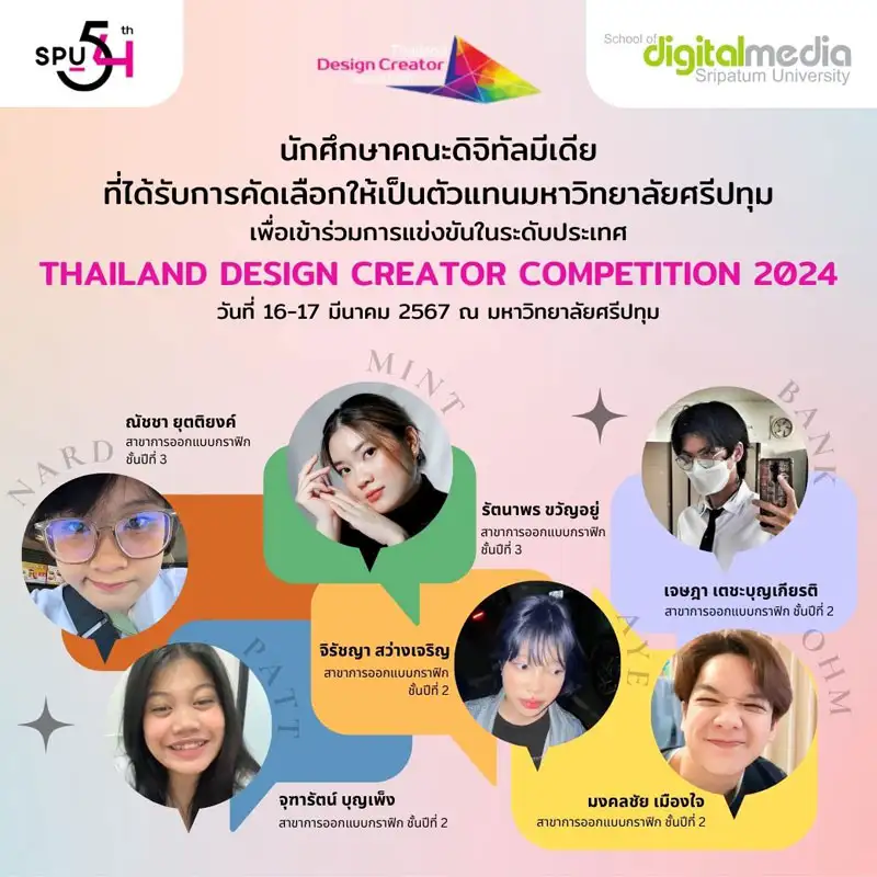 6 DEK เก่ง สาขาการออกแบบกราฟิก SPU เป็นตัวแทน เข้าร่วมแข่งขันระดับประเทศ รายการ