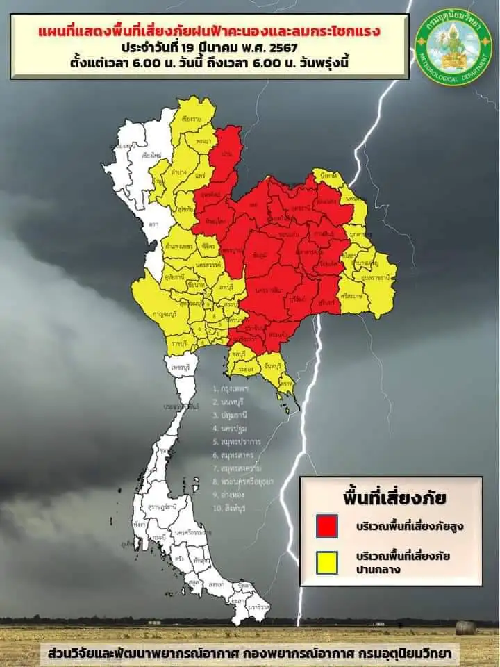 เตือนทั่วไทย! เตรียมรับมือพายุฤดูร้อน 19-20 มี.ค.