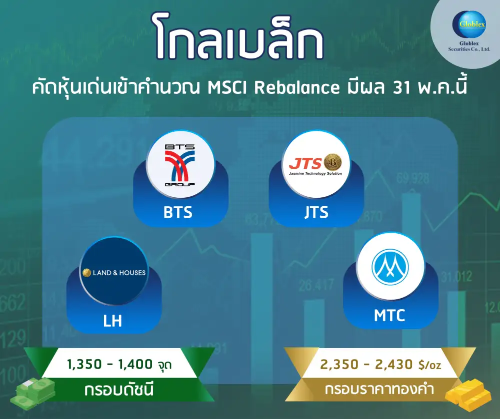 โกลเบล็ก มองหุ้นไทยยังแกว่งไซด์เวย์ คัดหุ้นเด่นรับ MSCI Rebalance มีผล 31 พ.ค.