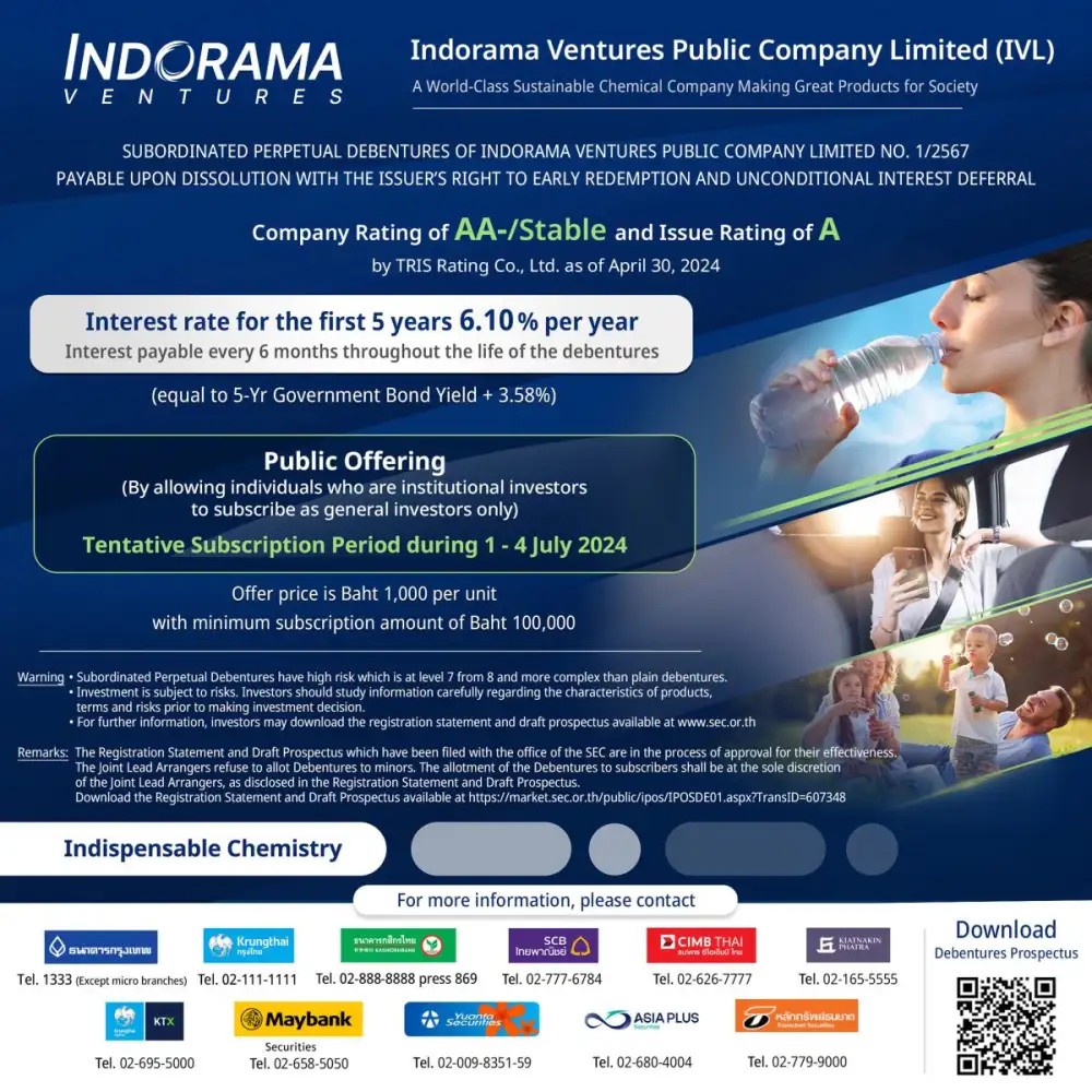 Indorama Ventures sets 5-year annual coupon for