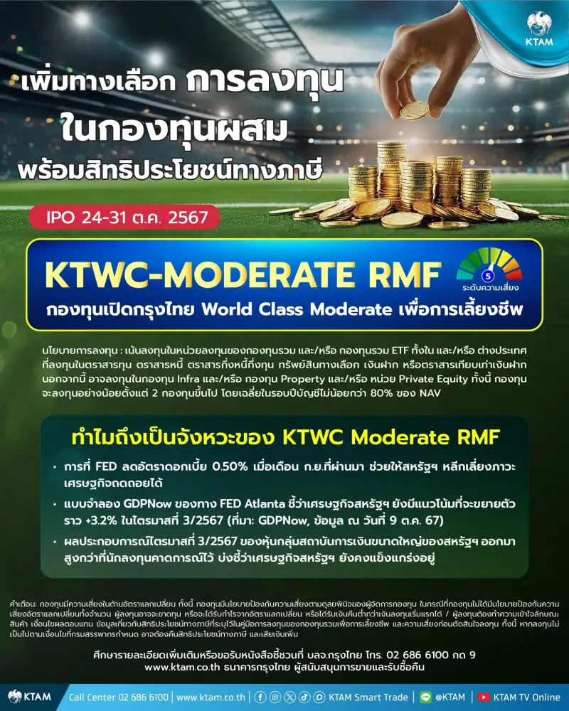 KTAM ส่งกองทุนผสมพร้อมลดหย่อนภาษี