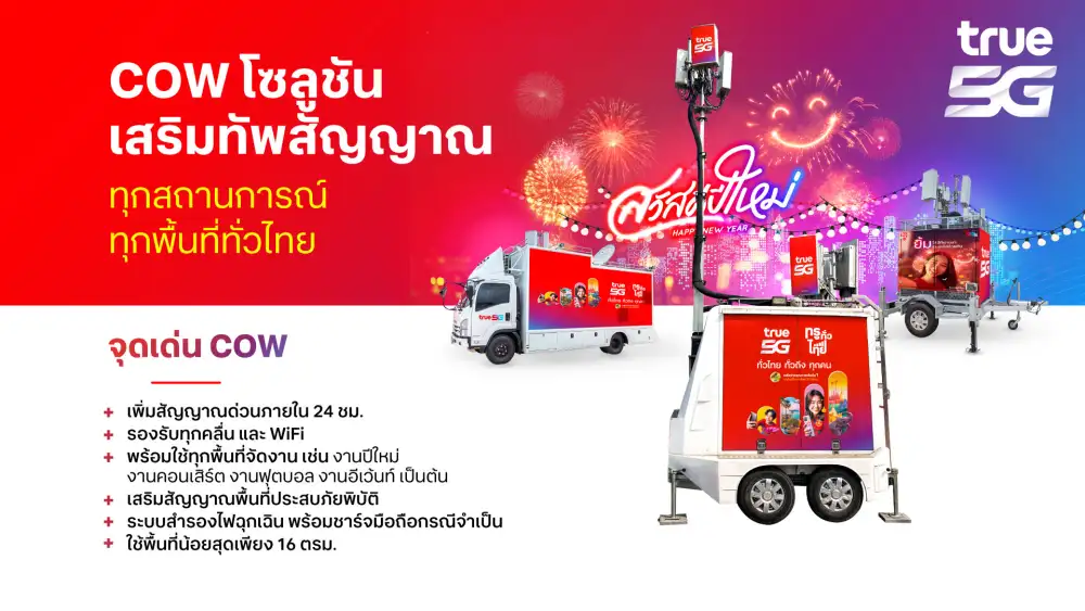 TRUE เพิ่มสัญญาณมือถือ 5G, 4G และ WiFi ครอบคลุมทุกภาคช่วงเทศกาลปีใหม่ ทุกจุดเคานต์ดาวน์