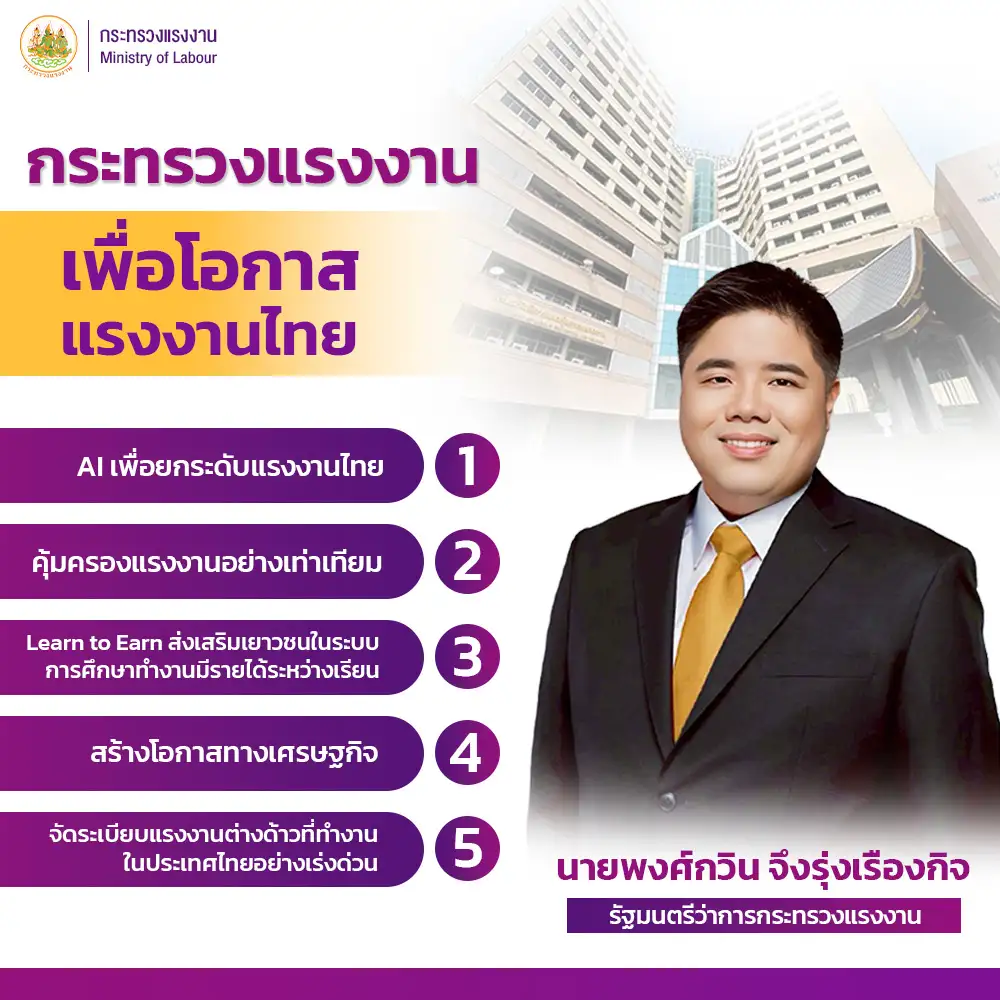 รมว.แรงงานคนใหม่ ชู 5 นโยบาย ยกระดับแรงงานไทย-เร่งผลักดันปรับค่าจ้างขั้นต่ำ