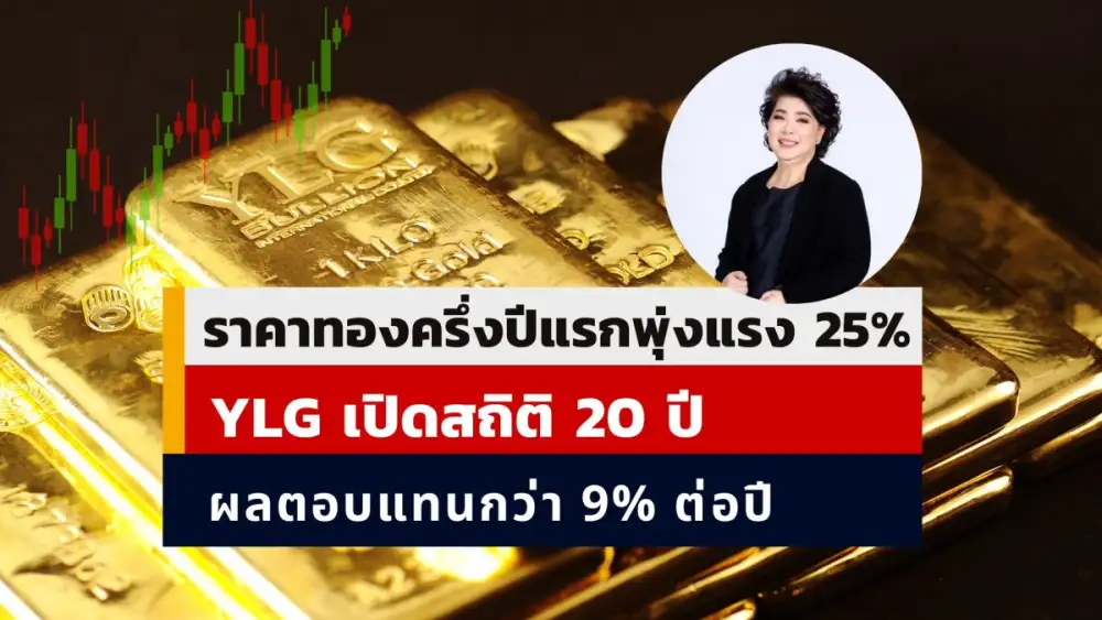YLG เผยครึ่งปีแรกราคาทองคำพุ่ง 25% เกือบเท่าทั้งปีก่อนหน้า เปิดสถิติย้อนหลัง 20 ปี สร้างผลตอบแทนเฉลี่ยปีละกว่า 9%