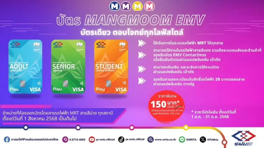 รฟม.-KTB เปิดตัวบัตรแมงมุม โดยสารรถไฟฟ้า 20 บ.ตลอดสายไม่มีสะดุด