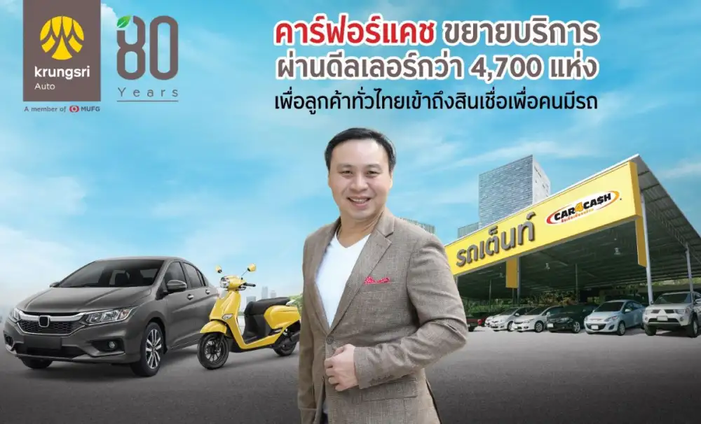 คาร์ฟอร์แคช ขยายบริการผ่านดีลเลอร์กว่า 4,700 แห่งทั่วประเทศ หวังเพิ่มโอกาสการเข้าถึงบริการทางการเงิน ด้วยช่องทางที่หลากหลายอย่างครบวงจร
