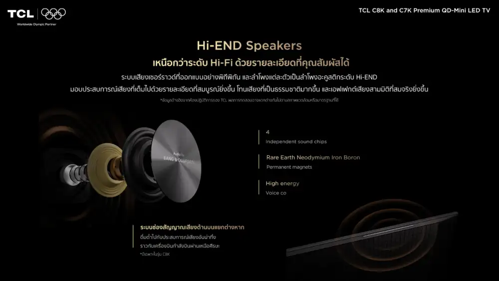 TCL จับมือ Bang & Olufsen ยกระดับ สมาร์ททีวี Ultra Premium QD-Mini LED TV ในรุ่น C7K , C8K มอบประสบการณ์ความบันเทิงภาพและเสียง เสมือนโฮมเธียเตอร์