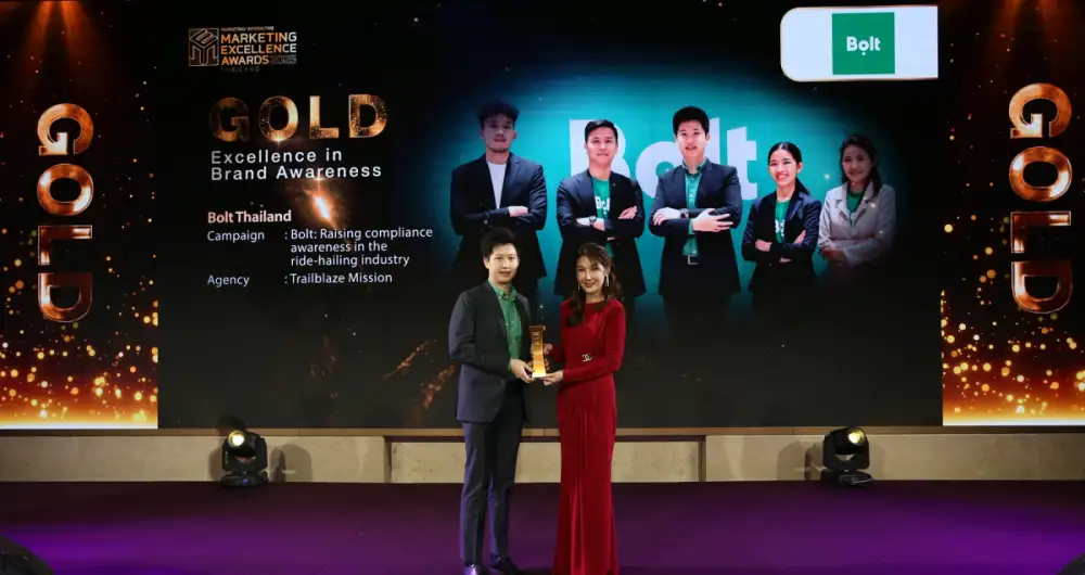 โบลท์ (Bolt) ประเทศไทย คว้ารางวัลระดับ Gold ด้านการรับรู้แบรนด์ยอดเยี่ยมจากงาน Marketing Excellence Awards 2025