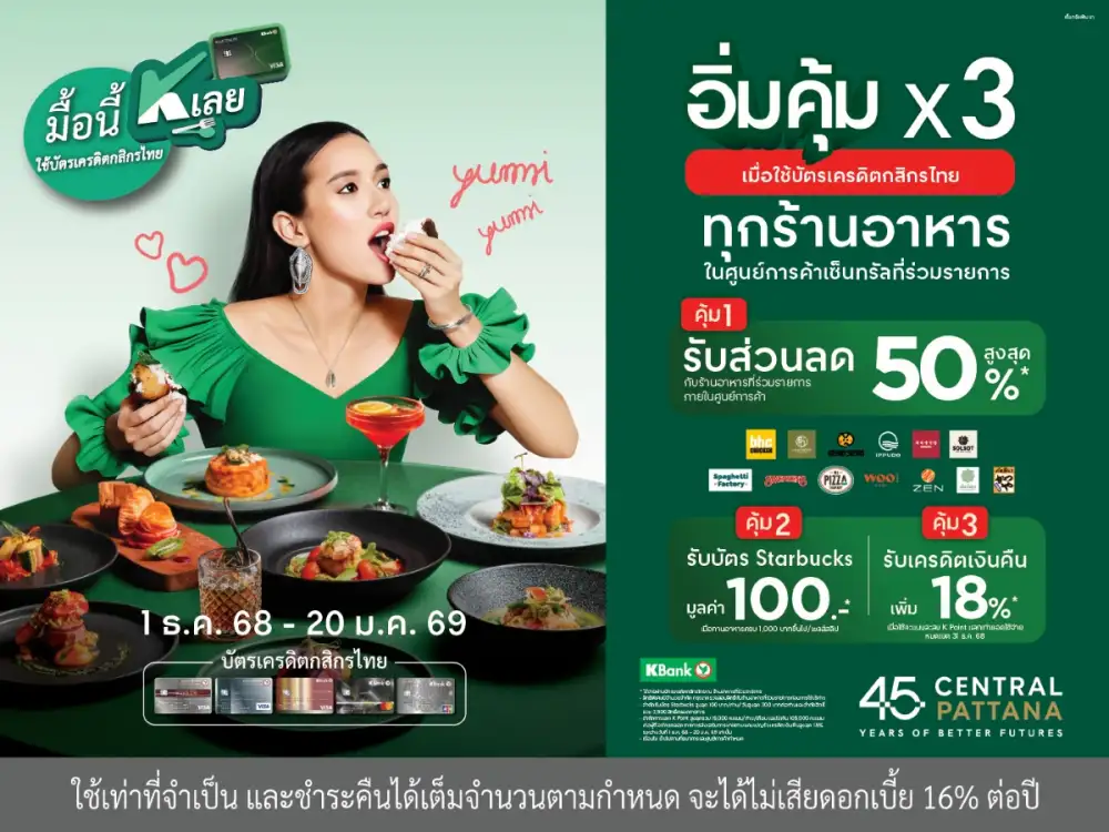 เซ็นทรัลพัฒนา จับมือกสิกรไทย เสิร์ฟความฟินรับปีใหม่! กับ