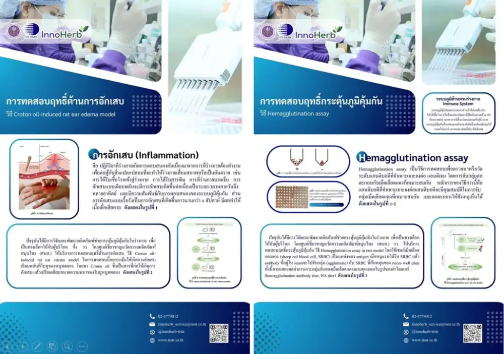 วว. ให้บริการทดสอบฤทธิ์ต้านการอักเสบ/กระตุ้นภูมิคุ้มกัน เสริมแกร่งผู้ประกอบการ...ผู้บริโภคปลอดภัยในการใช้ผลิตภัณฑ์เพื่อสุขภาพ