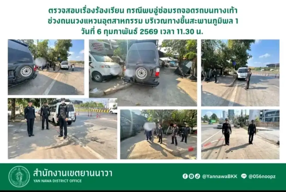 เขตยานนาวาแก้ปัญหารถจอดกีดขวางทางเท้า ถ.วงแหวนอุตสาหกรรม-ประสานกรมทางหลวงชนบทปักเสาป้องกันการฝ่าฝืน
