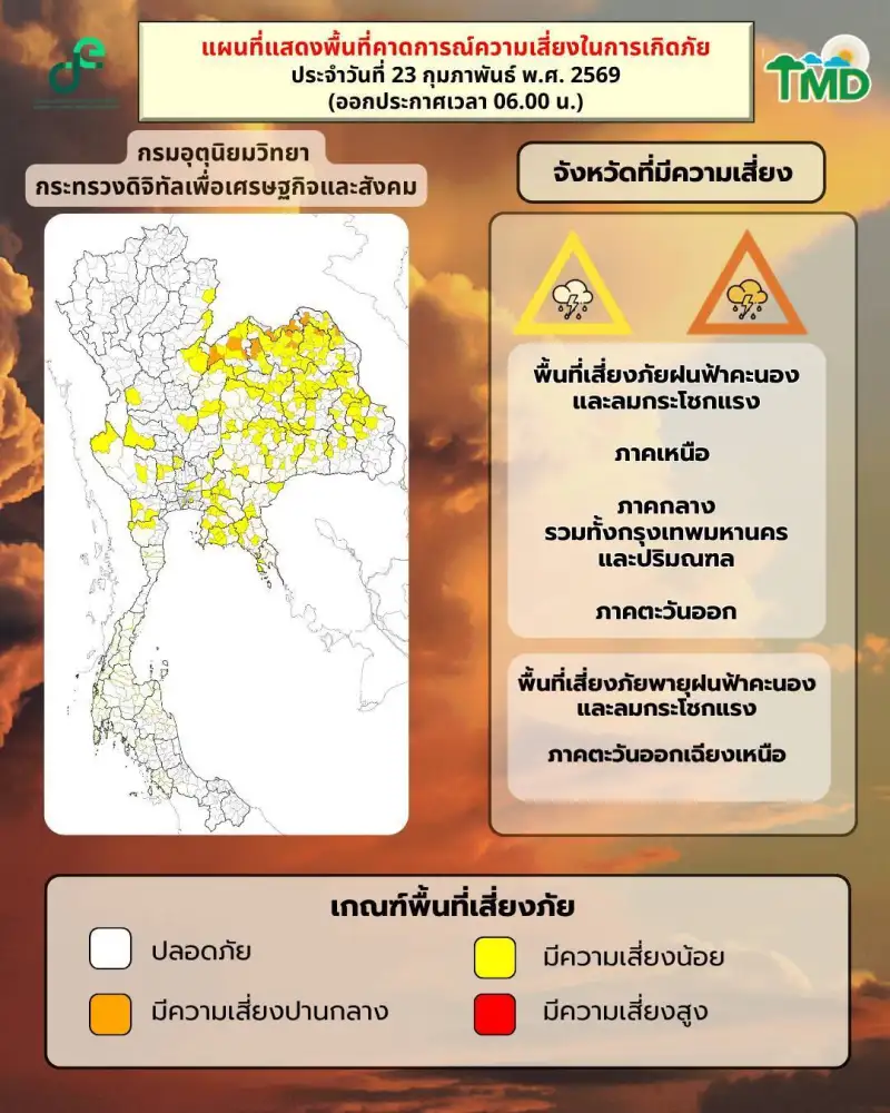 เตือนไทยตอนบนเตรียมรับมือพายุฤดูร้อน 23-25 ก.พ.นี้