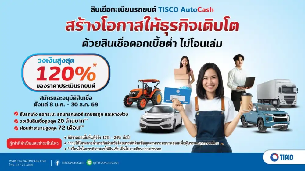 ธ.ทิสโก้ เดินหน้าหนุน SMEs ไทย เสริมสภาพคล่อง ด้วยสินเชื่อดอกเบี้ยต่ำ วงเงินสูงสุด 120%