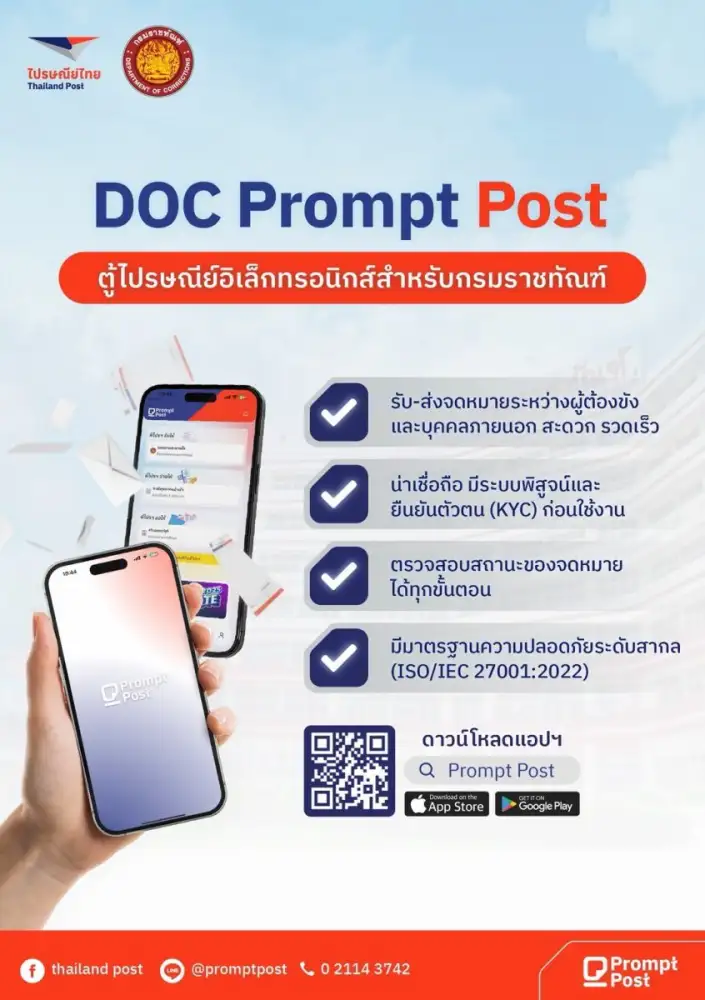 ไปรษณีย์ไทย และกรมราชทัณฑ์ ลงนาม MOU พัฒนาระบบตู้ไปรษณีย์อิเล็กทรอนิกส์ผ่าน Prompt Post